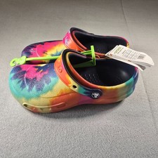 NWT Crocs Bistro Graphic Tie Dye Clogs Womens 8 Mens 6 Slip Resistant Work Shoes