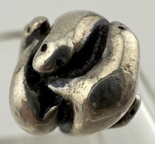 TROLLBEADS LAA RETIRED 925 STERLING SILVER SWIMMING SEALS BEAD K756B