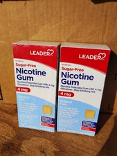 LEADER NICOTINE SUGAR FREE GUM Original Flavor 100 Pieces 4 mg New Exp. 11/2026