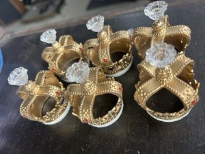 VTG Set 6 Royalty King Crown Hat Cake Topper Wilton #747 Plastic