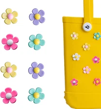 8 Pcs Flower Charm Accessory for Bogg Bags and Simply Southern Totes, Decorative