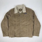 Mens Patagonia Pile Lined Casual Button Down Brown Trucker Jacket Size XLarge