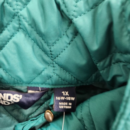 Lands End Jacket Womens 1X 16W 18W Green Quilted Primaloft Insulation Coat New - Picture 8 of 15