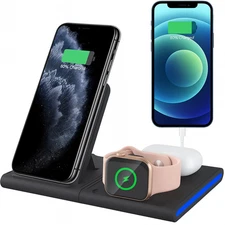 3 In 1 Wireless Charger Station Fast Charging Dock Apple Watch Air Pods iPhone