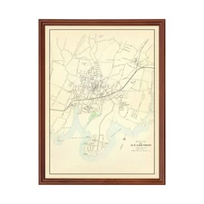 Old Map of Stamford, CT 1893 - Vintage Stamford Connecticut
