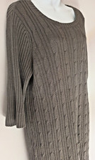 Craft & Barrow XL Cable Knit Sweater Dress Gray Taupe 3/4 Sleeve Cozy Knit Women