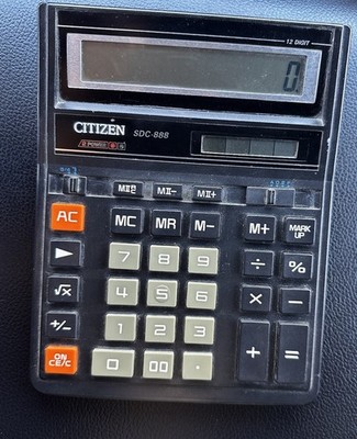 Vintage Citizen SDC-888 Digital Solar & Battery Desktop Calculator Tested Works