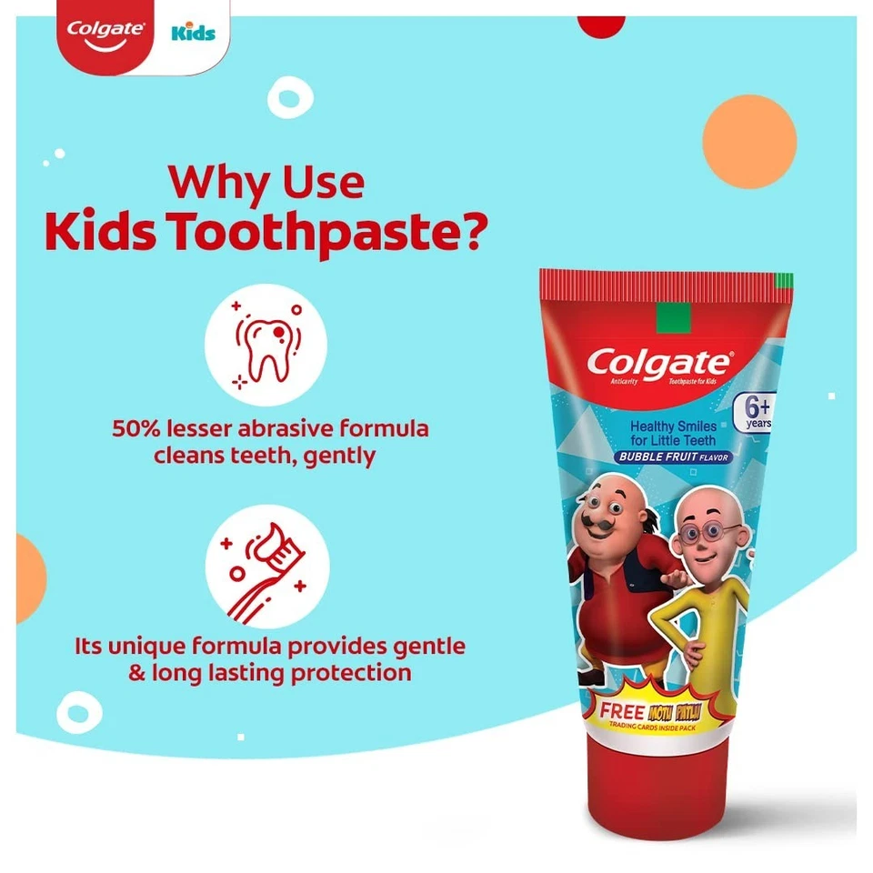 Colgate Kids Toothpaste Bubble Fruit Flavour helps children fight cavities 80gm - Image 4 of 4