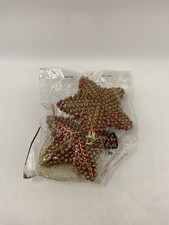 Homebase Pack of 2 Red & Gold Star Christmas Tree Hanging Decorations New