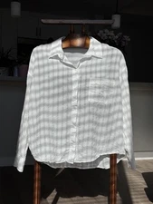 H&M Divided Women’s White Button-Up Shirt Blouse – Size L, Casual Basic Cotton