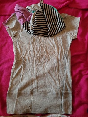 Ragwear Shirt T-Shirt grau mint pink lila Streifen Schalkragen M NEU Top Trio