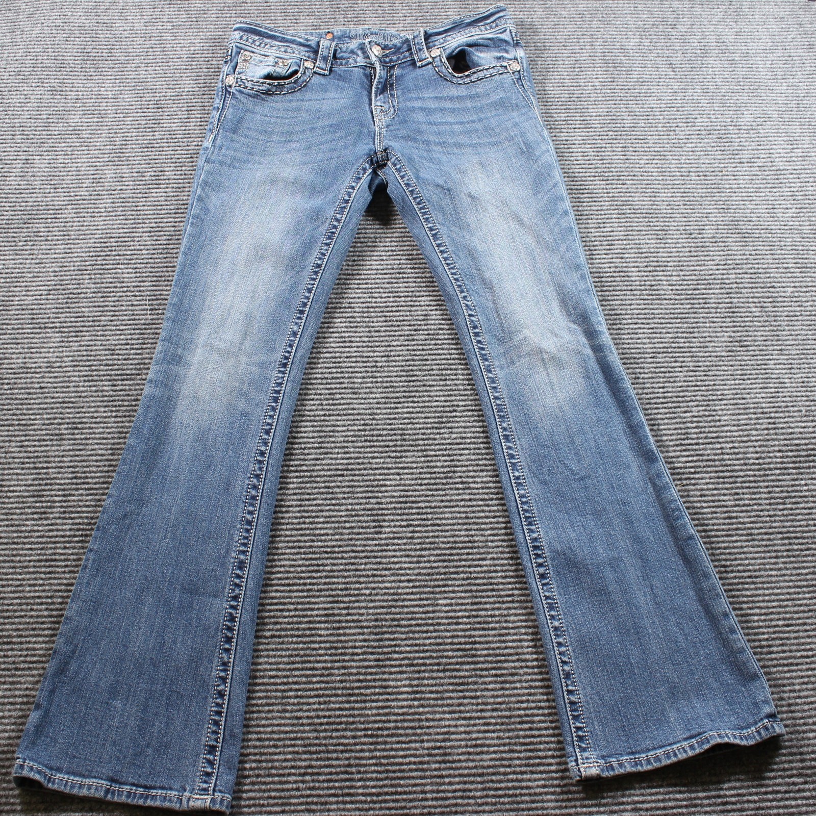 Miss Me Jeans Women's 29x32 Blue Bootcut Rhinestone Cross Y2K