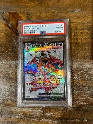 POKEMON 2023 Obsidian Flames Ultra Rare CHARIZARD EX #215 PSA 8 RARE