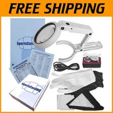 Compact SportsCard Grading Kit with High-Intensity Loupe and Cleaning Cloths