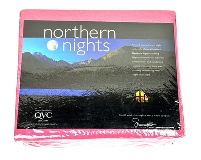 Northern Nights Flannel Blanket Twin Size Pink 100% Cotton Raspberry QVC NEW NOS