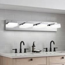 25'' Modern Chrome LED Vanity Light 4-Lights Bathroom Mirror Wall Sconce Fixture
