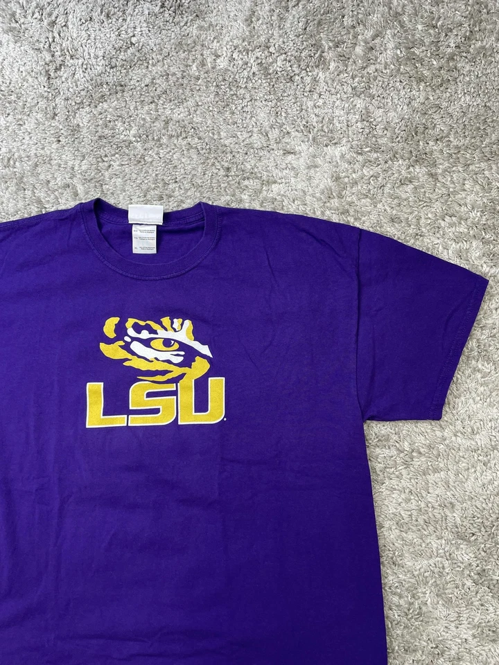 Рубашка мужская LSU Tigers размер XL фиолетовая NCAA колледж футбол величественный хлопок футболка - Изображение 3 из 4