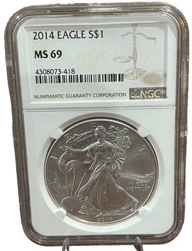 2014 American Silver Eagle $1 NGC MS69 Brown Label 1oz .999 Silver Bullion