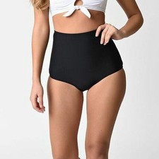 Unique Vintage Womens High Waist Louise Bikini Bottom Black Size XL -