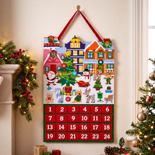 Christmas Advent Calendar Felt Wall Hanging with 24 Pockets