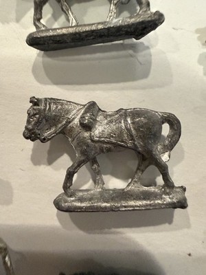 7 Vintage Miniature Pewter Horses , 1  x .75  Each