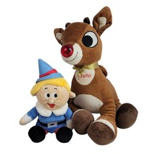 Rudolph the Red Nosed Reindeer  Hermey Elf Dentist Plush Rattle Light Lot of 2