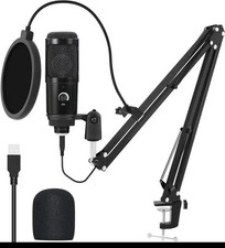 USB Condenser Microphone Kit, Streaming Podcast PC Condenser Computer Mic -New