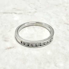 14K White Gold Natural Diamond Band Ring - Solid 14K White Gold Diamond Ring