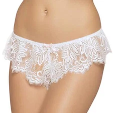 SEVEN 'TIL MIDNIGHT WHITE LACE FRENCH KNICKERS (SIZE S) - BRAND NEW