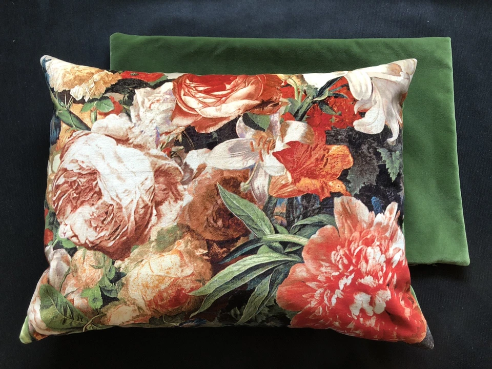 Mulberry Home Velvet Fabric Cushion Cover FLORAL POMPADOUR 60x45cm Varese Backed Foto 3 de 4
