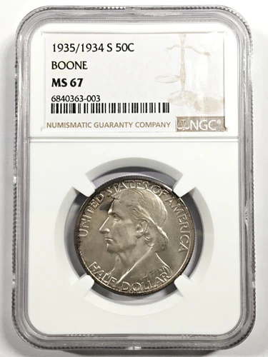 1935/1934-S BOONE COMMEMORATIVE SILVER HALF DOLLAR NGC MS67 6XEEA25