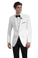 Men Suit White Shawl Lapel Formal Party Dinner Prom Groom Tuxedo Wedding 2 Piece
