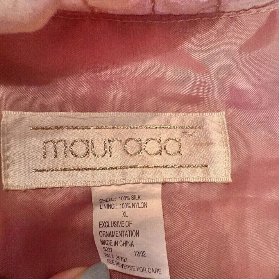 Conjunto de chándal, chaqueta acolchada y pantalones MAURADA de colección años 90 Y2K 100 % seda rosa talla XL Foto 4 de 4