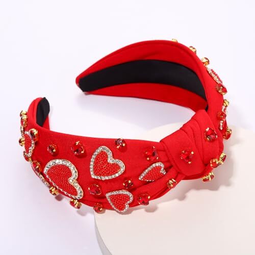 Valentines Day Heart Headband for Women Statement Red Heart heart