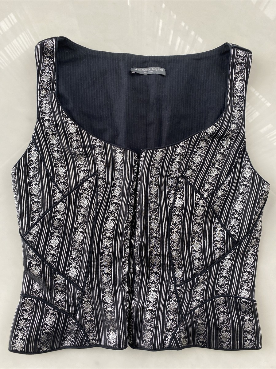 Alexander McQueen S/S 2003 “Irere” Silver Embroidered Corset Vest