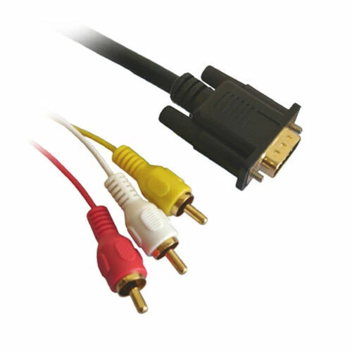 VGA TO 3 RCA 5FT Cable Component AV TV Out Adapter Converter PC Video SVGA Cord - Image 4 of 4