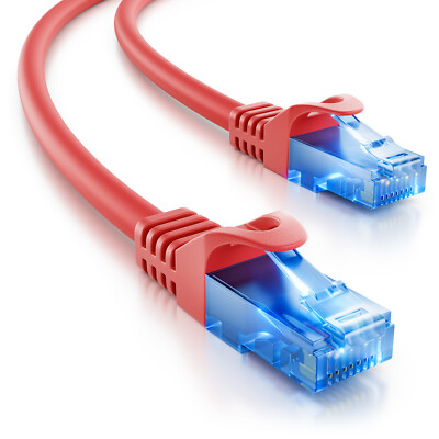 deleyCON 1m CAT6 Patchkabel Netzwerkkabel RJ45 Ethernet LAN DSL CAT Kabel rot