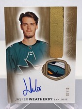 Jasper Weatherby 21-22 Rookie Class of 2022 SP/10 Patch Auto Cup San Jose Sharks