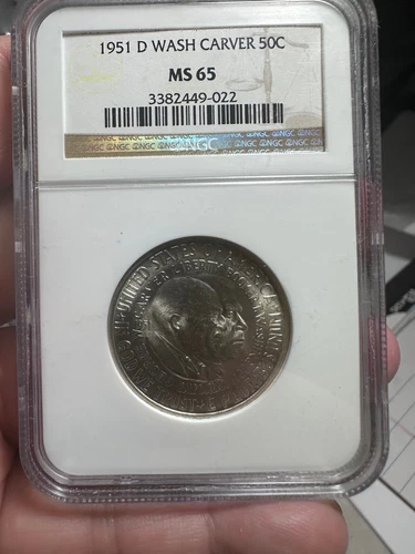 1951-D Washington-Carver Half Dollar 90% Silver Gem BU NGC  MS65 Denver lot#894