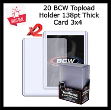 20 BCW Toploader 3x4 For Memorabilia Trading Card Thick 138pt Rigid PVC Holders
