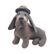 Sausage dog door stop tweed Sitting Dachshund Dog Doorstop