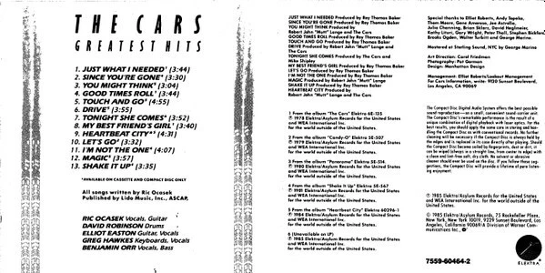 THE CARS - GREATEST HITS - CD ALBUM - REISSUE - ELEKTRA - 1998 - MADE IN GERMANY - Bild 4 von 4