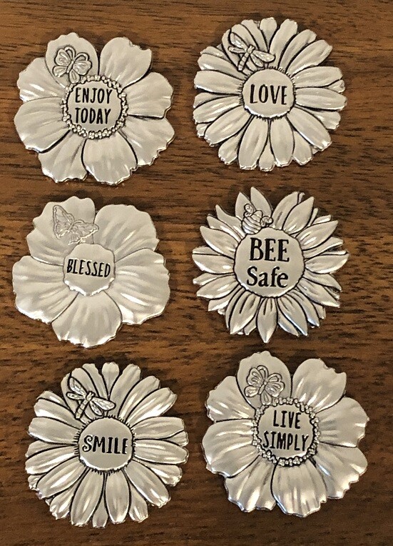 6 Ganz Flowers For You Charm/Tokens Smile-Love-Blessed-Enjoy-Live