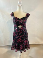 WAYF | Black, Pink, Teal Floral Sequins Mini Party Dress | Med