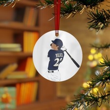 Christian Yelich Drawing Metal Ornaments