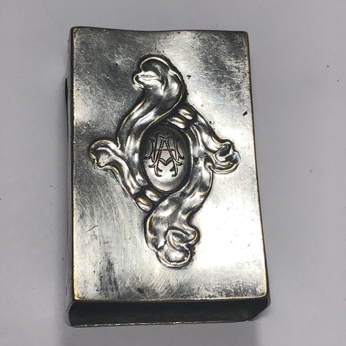 Antique Sterling Silver Early 20th C. Match Box Holder Case Denmark 🌻