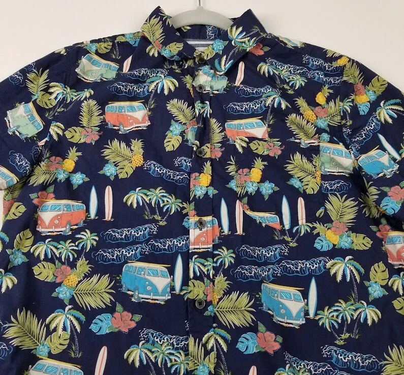 Sovereign Code Button Up Shirt Mens Small Flower Short Sleeve Tropical Surf Camp - Image 2 of 4