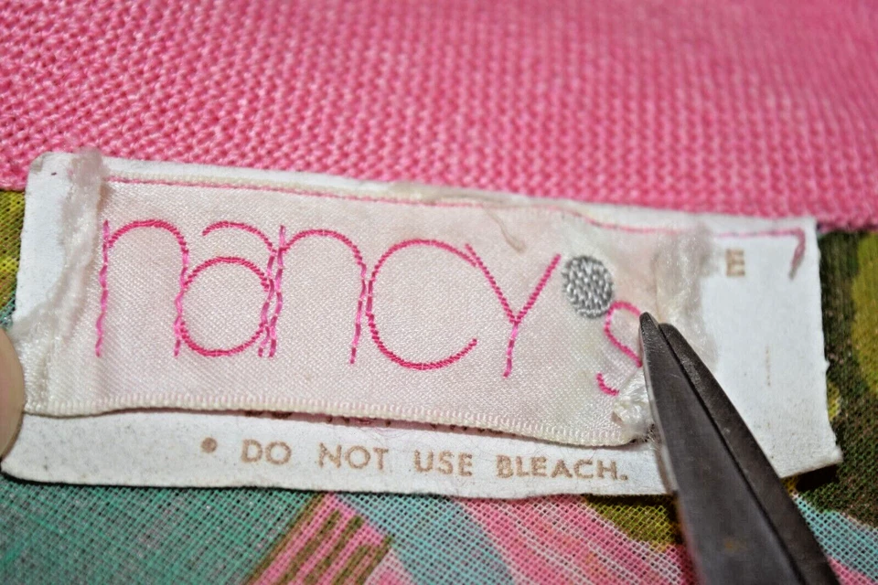 Vintage Shirt Jacket Nancys Size 12 60s Green Pink Linen Blend Waist Length - Image 4 of 4