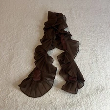 Cejon  Accessories Inc. Brown Ruffled Pleated Scarf Dry Clean Only 40” Long