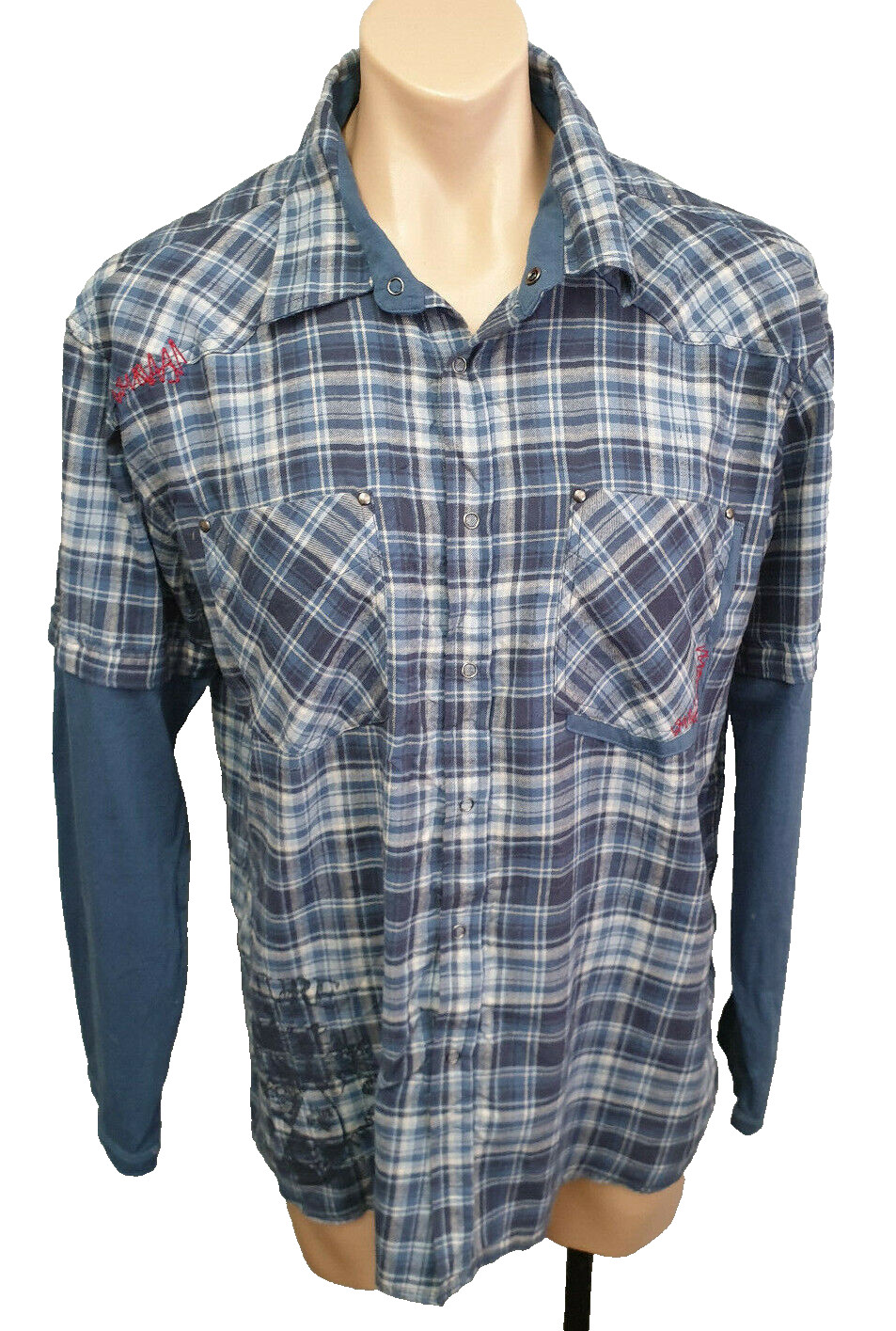 BNWT Mens Sz XXL 112 Target Brand Teal Casual Long Sleeve Cotton Check Shirt